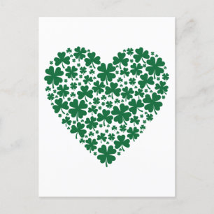 Carte Postale Cute Clover Coeurs Shamrocks St. Patrick's Day Cad