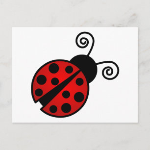 Carte Postale Cute coccinelle - Rouge et Noir
