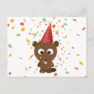 Carte Postale Cute Confetti Party Beaver