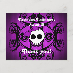 Carte Postale Cute crâne gothique violet et noir doux 16