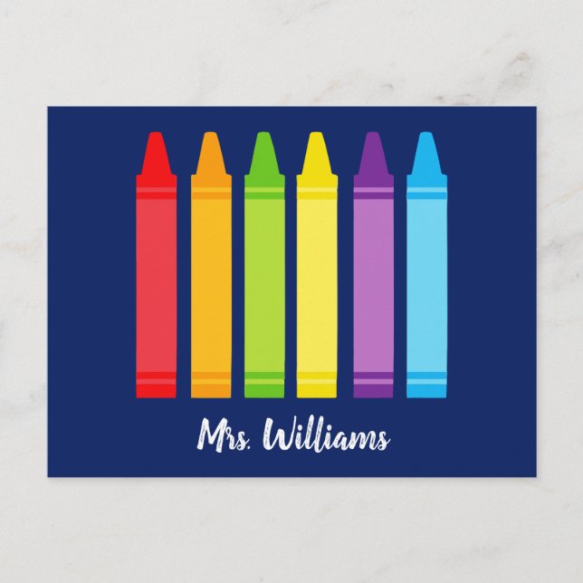 Carte Postale Cute Crayon Enseignant de l'école élémentaire pers (Devant)