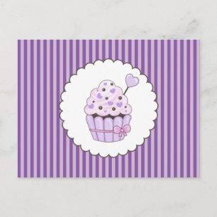 Carte Postale Cute Cupcake Avec Arrière - plan Gratté Violet
