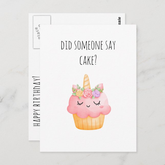 Carte Postale Cute Cupcake Funny Joyeux Anniversaire (Devant / Derrière)