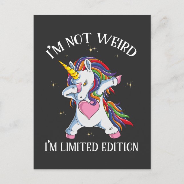 Carte Postale Cute Dabbing Unicorn Kid Limited Edition Fille (Devant)