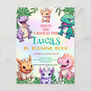 Carte Postale Cute dinosaur jungle École anniversaire de enfant 