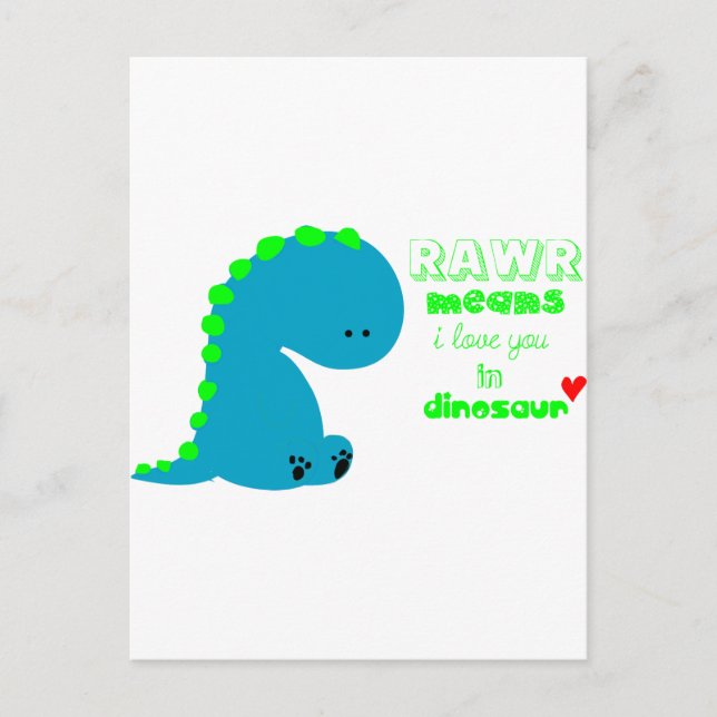 Carte Postale Cute Dinosaur RAWR (Devant)