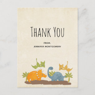 Carte Postale Cute Dinosaures Merci faunique préhistorique