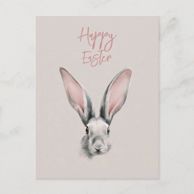 Carte Postale Cute Easter Rabbit Postcard in Minimalistic Style (Devant)