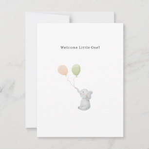 Carte Postale Cute Elephant And Balloons Welcome New Baby Card.