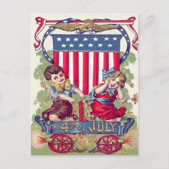Carte Postale Cute Enfants American Shield Cannon (Devant)