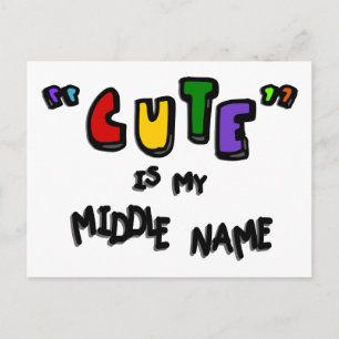 Carte Postale "Cute" Est Mon Nom Moyen—Multi-Couleur Avec Ombres