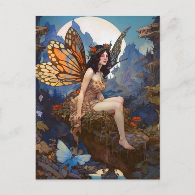 Carte Postale Cute Fairy Femme Imaginaire Art (Devant)