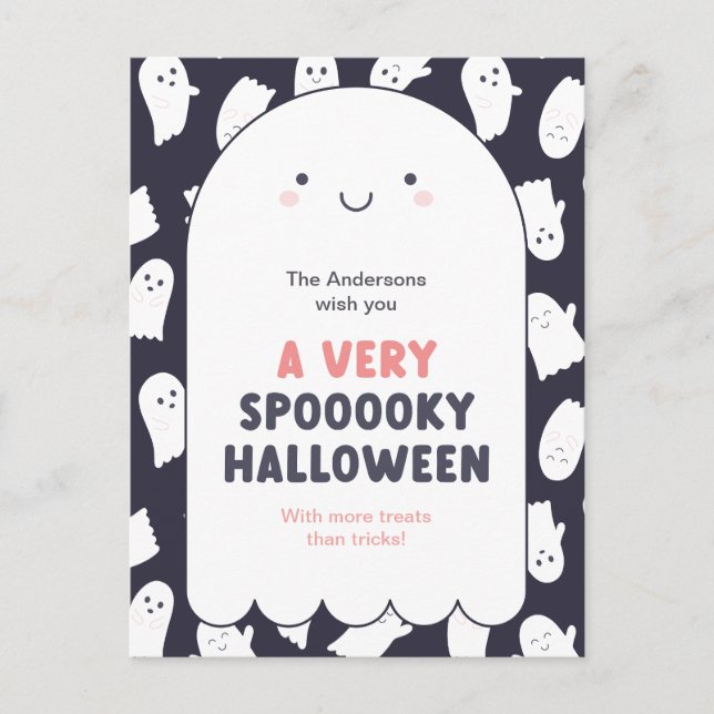 Carte Postale Cute Fantôme Éffrayant Halloween (Devant)