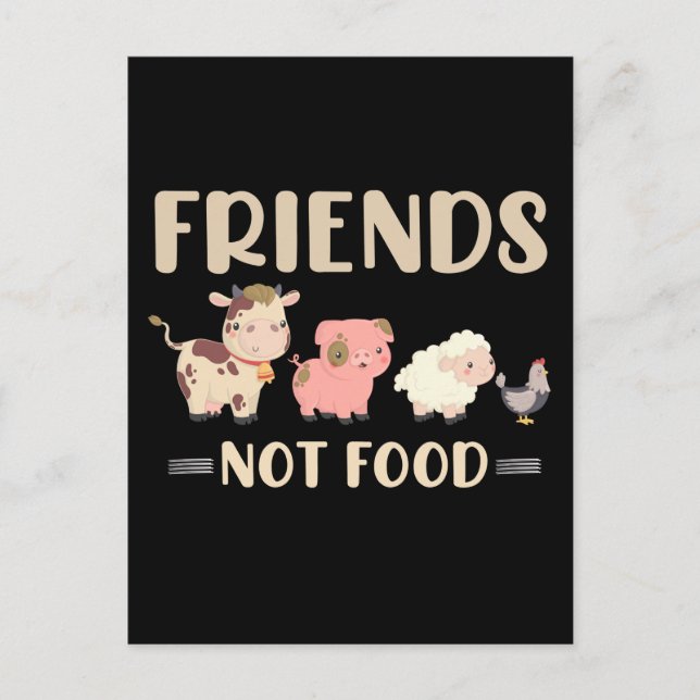 Carte Postale Cute Farm Animal Rights Plante Lover Vegan (Devant)