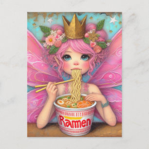 Carte Postale Cute Fée Manger Ramen