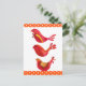 Carte Postale Cute Folk Art Red Bird Trio Aquarelle (Debout devant)