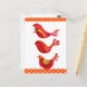 Carte Postale Cute Folk Art Red Bird Trio Aquarelle (Devant/Arrière en situation)