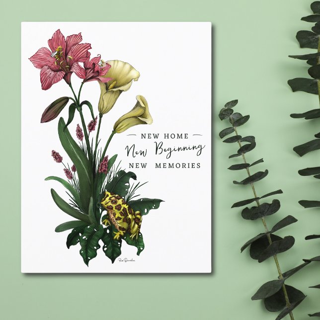 Carte Postale Cute Frog and Lilies Botanical Floral Nouvelle adr (Créateur téléchargé)