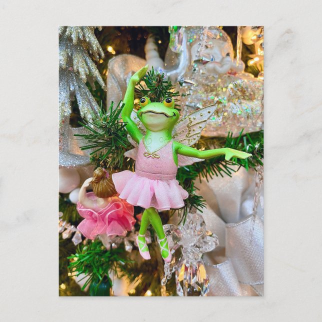 Carte postale Cute Frog Ballerina Christmas Tree (Devant)