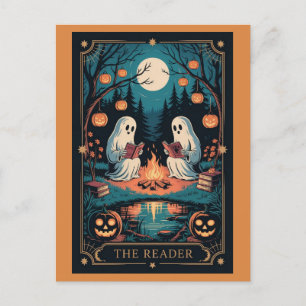 Carte Postale Cute Funny Automne Halloween Tarot Ghost Lire les 