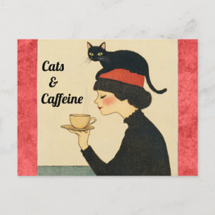 Carte Postale Cute Funny Pun Cats et café caféine