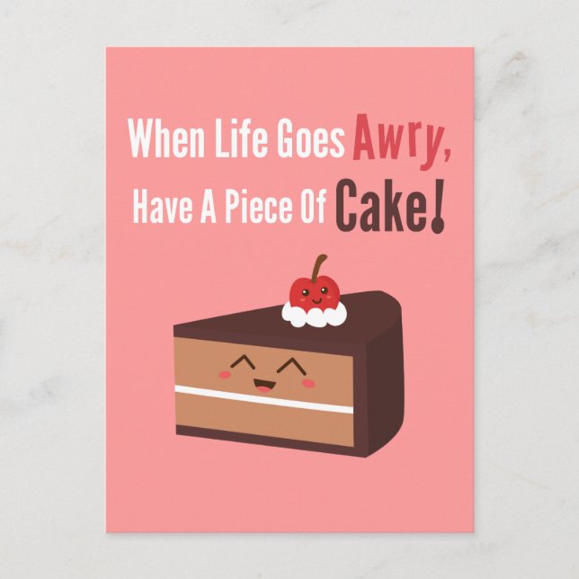 Carte Postale Cute gâteau au chocolat avec une citation amusante (Devant)