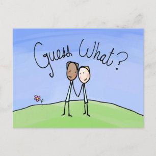 Carte Postale Cute Gay Couple Devinez Quoi