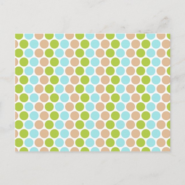 Carte Postale Cute Girl Vert Bleu Tan Pois Motif (Devant)