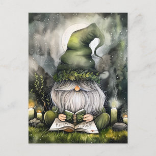 Carte Postale Cute Gnome Lit Ses Livres Magiques