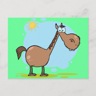 Carte Postale Cute Goofy Cheval Cartoon Brown