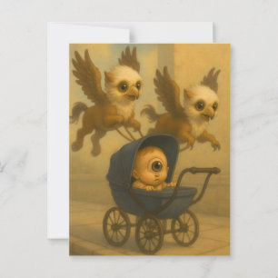 Carte Postale Cute Griffins & Baby Cyclops Mythologie Imaginaire