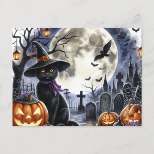 Carte postale Cute Halloween Chat noir