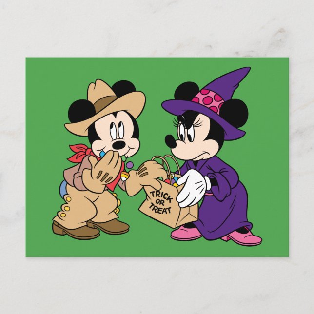 Carte Postale Cute Halloween Mickey et Minnie (Devant)