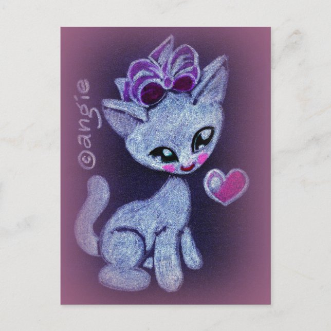 Carte Postale Cute Happy Love Kitty (Devant)