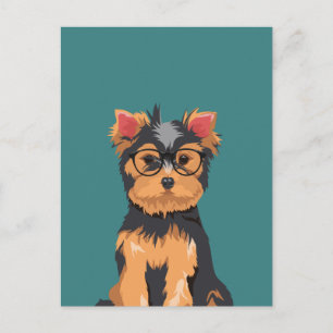 Carte Postale Cute Hipster Little Yorkshire Terrier