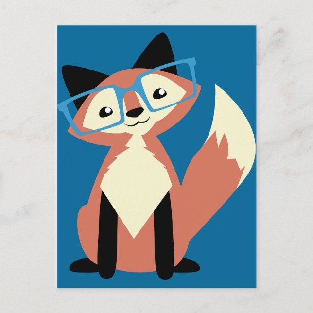 Carte Postale Cute Hipster Lunettes Fox (Devant)
