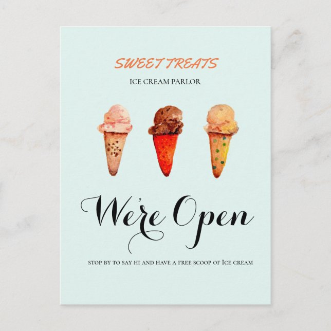 Carte Postale Cute Ice Cream shop Nous sommes ouverts (Devant)