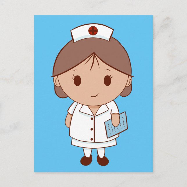 Carte Postale Cute infirmière caricature (Devant)