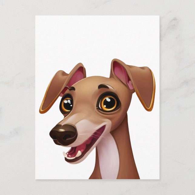 Carte Postale Cute Italien Greyhound - Cartoon Iggy (Devant)