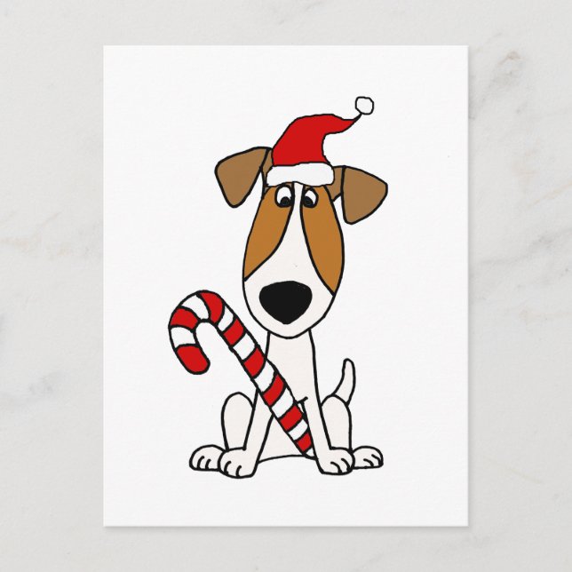 Carte Postale Cute Jack Russell Terrier à Santa Hat Noël (Devant)