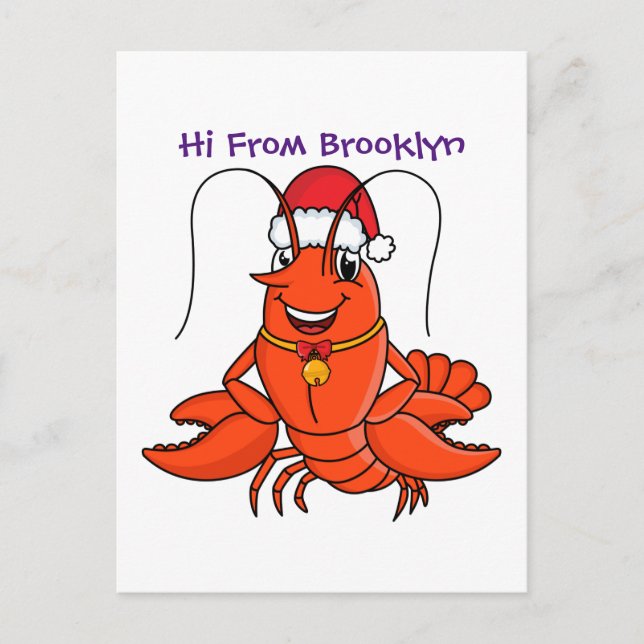 Carte Postale Cute joyeux homard portant le dessin du casquette  (Devant)