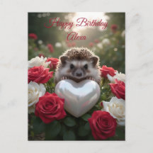 Cute June Hedgehog with Pearl Heart