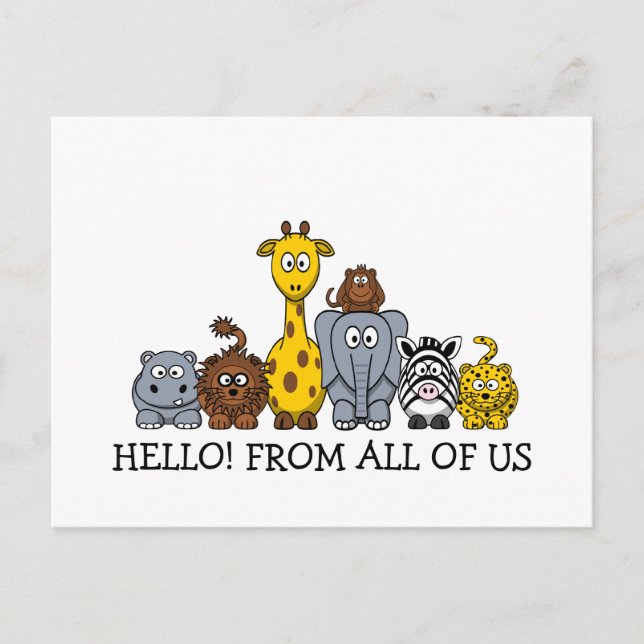CARTE POSTALE CUTE JUNGLE ANIMAUX AJOUTER VOTRE TEXTE (Devant)