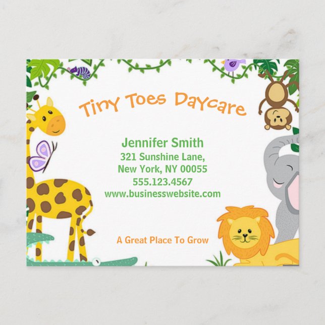 Carte Postale Cute Jungle Animaux Enfants Garderie Affaires (Devant)