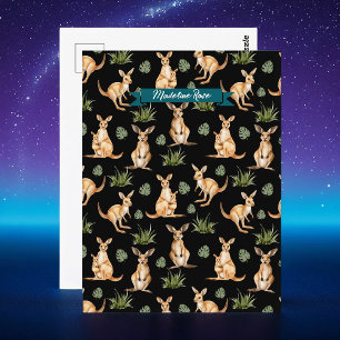 Carte Postale Cute Kangaroo Imprimer Amoureux des animaux Wallab