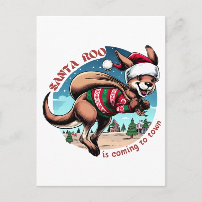 Carte Postale Cute kangourou vous souhaite Joyeux Noël Funny Pèr (Devant)