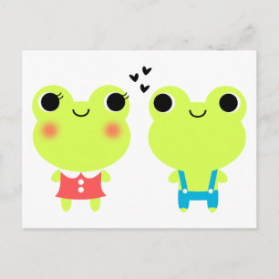 Carte postale Cute Kawaii Cartoon Frog Valentines