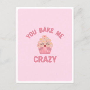 Carte Postale Cute Kawaii Crazy Silly Face Muffin Alimentation P