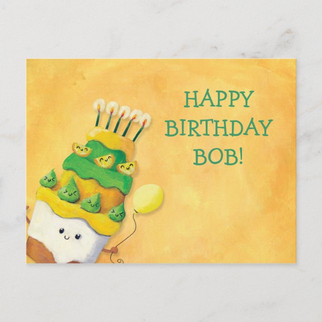 Carte Postale Cute Kawaii Gâteau d'anniversaire (Devant)