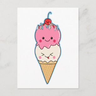 Carte Postale Cute Kawaii Ice Cream
